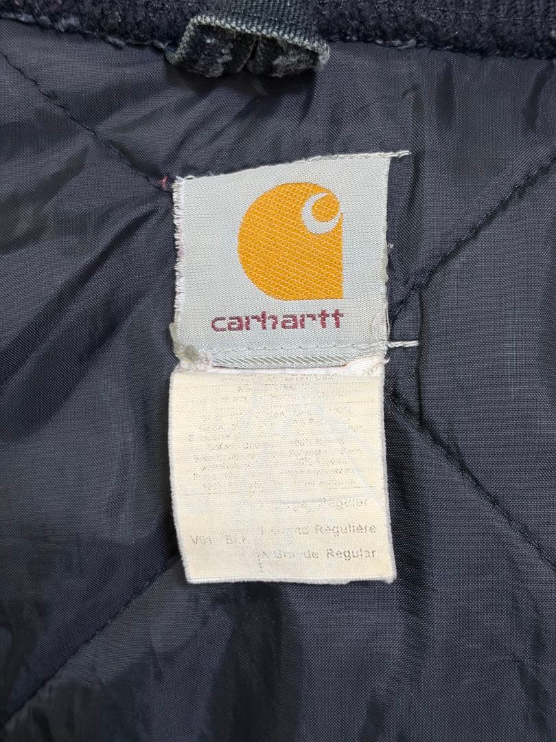 古着 USA製 カーハート ダックベスト ジャケット 腰ゴム　ネイビー　ブラック