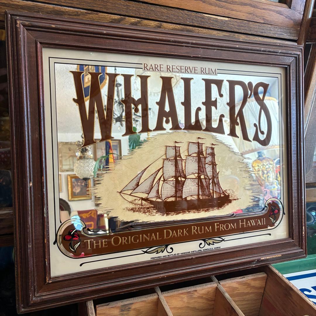 貴重！WHALER'S アメリカアンティーク　パブミラー鏡USAアドバタイジング