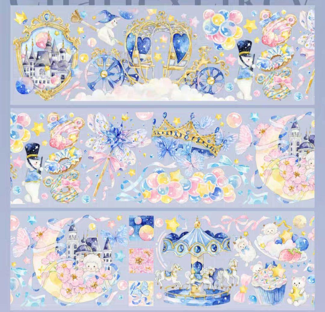 巻売 486★ 海外 マスキングテープ マステ PET 装飾 動物 熊 虹光