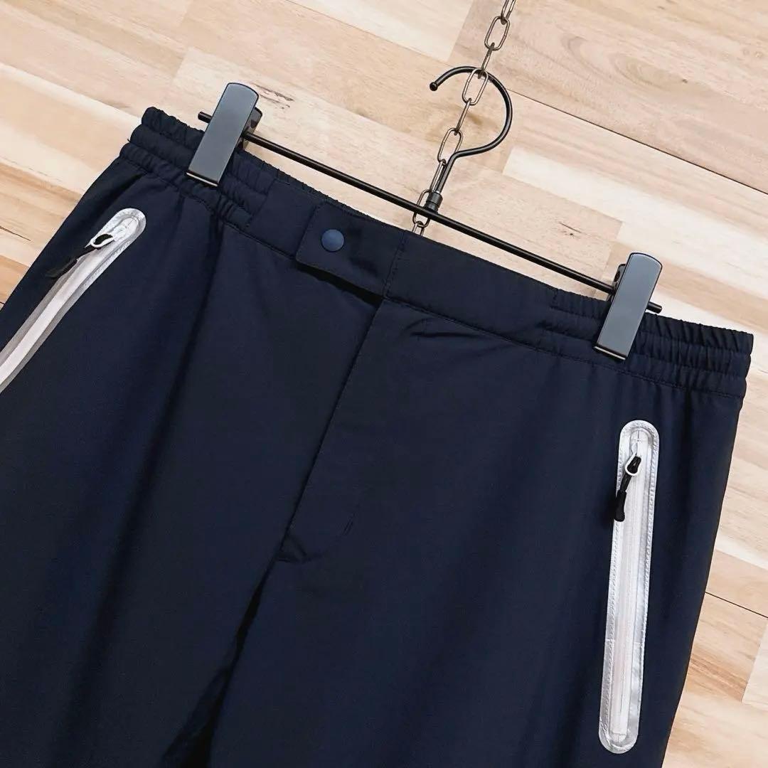 【アンパスィ】ベンチレーション レイン パンツ ゴルフ ロング 軽量 L 紺×白