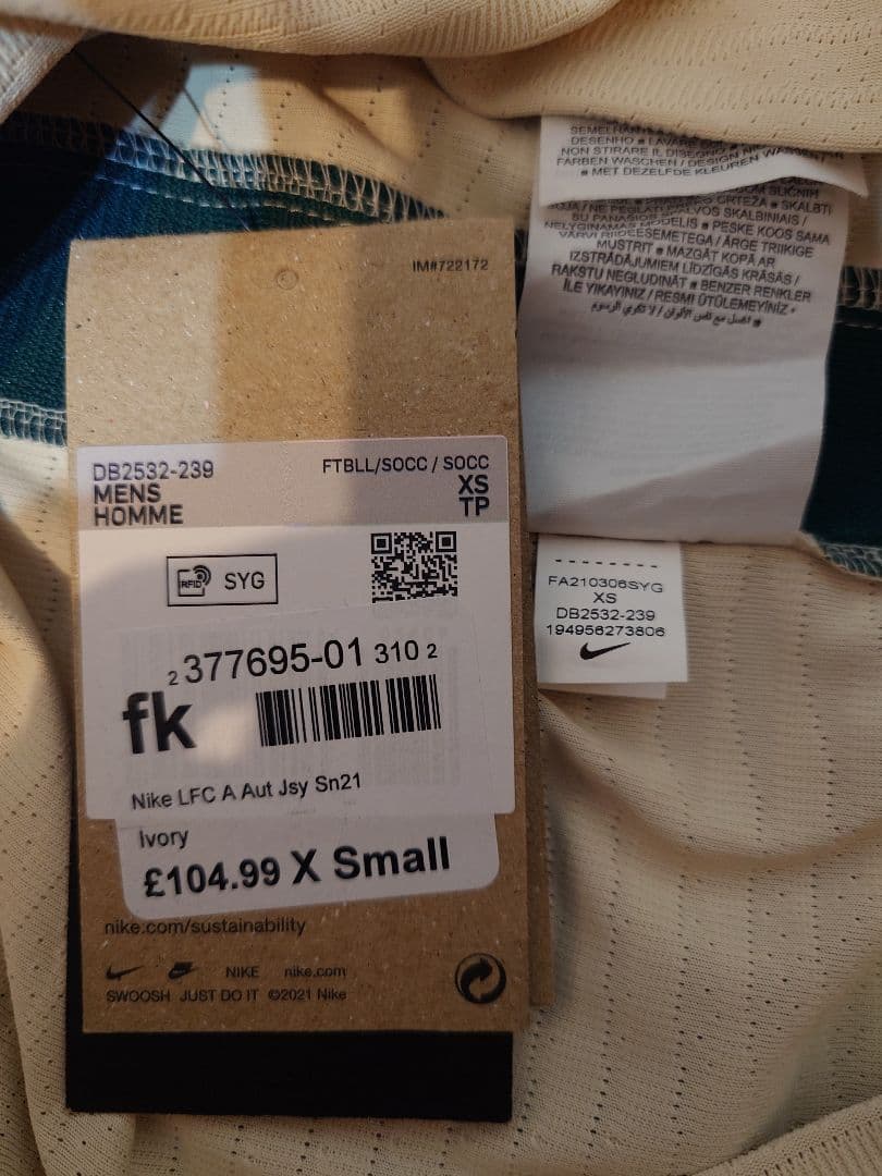 リバプール　21-22　アウェイユニフォーム　オーセンティック　XS