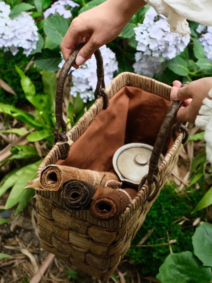 山葡萄 かごバッグ 網代編み 籠 手提げ 内布付きB