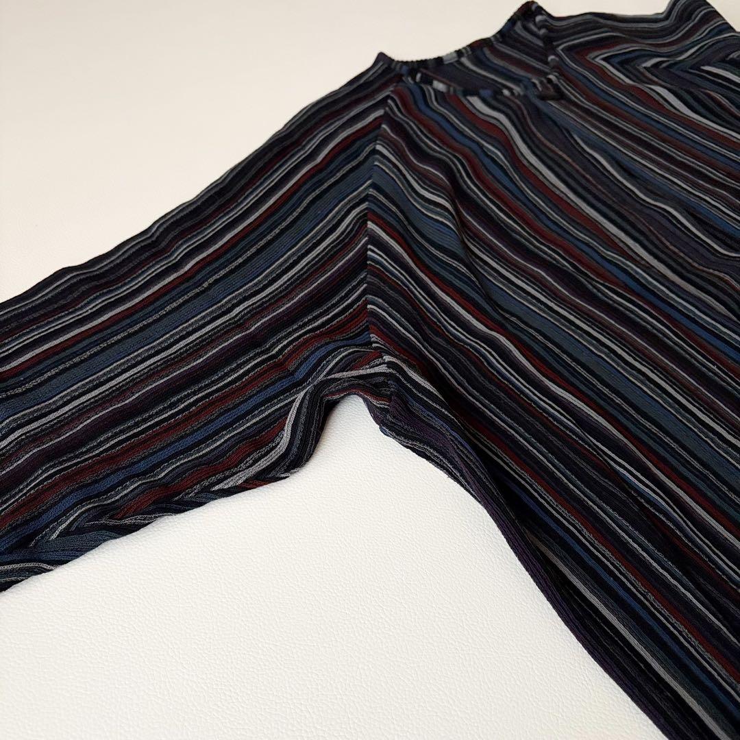 ヨーガンレール✨ストライプ ウール シルク カーディガン 赤 ネイビー