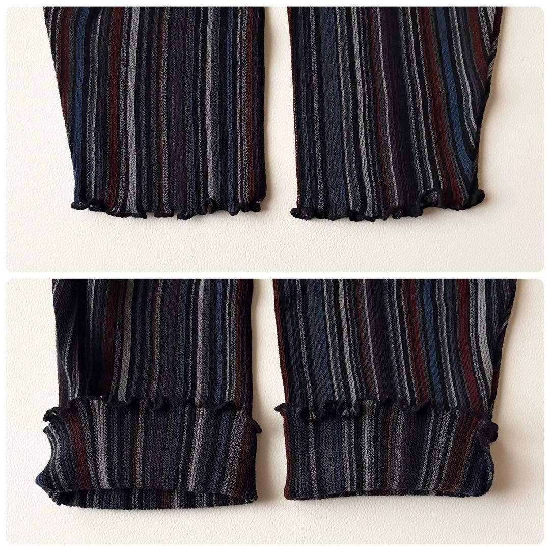 ヨーガンレール✨ストライプ ウール シルク カーディガン 赤 ネイビー