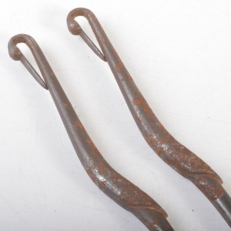 茶道具　古鉄　鶴頭火箸　時代箱付　V　R7389