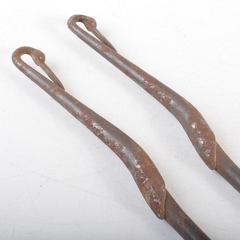 茶道具　古鉄　鶴頭火箸　時代箱付　V　R7389