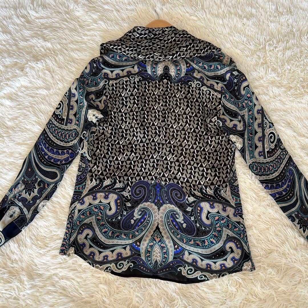 エトロ　ショールカラー風　シルク100　ペイズリー柄　総柄　ブラウス　イタリア製