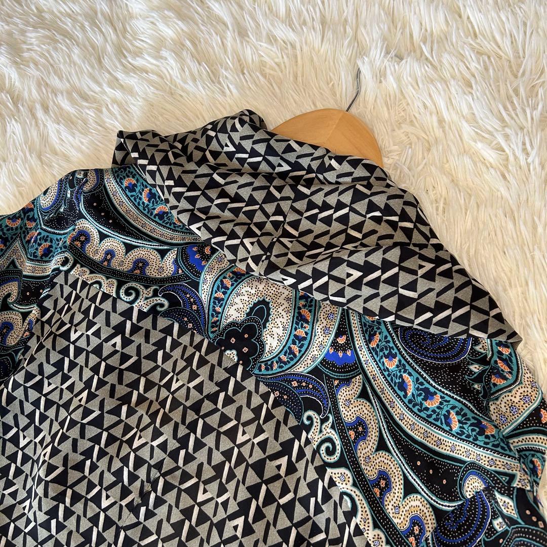 エトロ　ショールカラー風　シルク100　ペイズリー柄　総柄　ブラウス　イタリア製