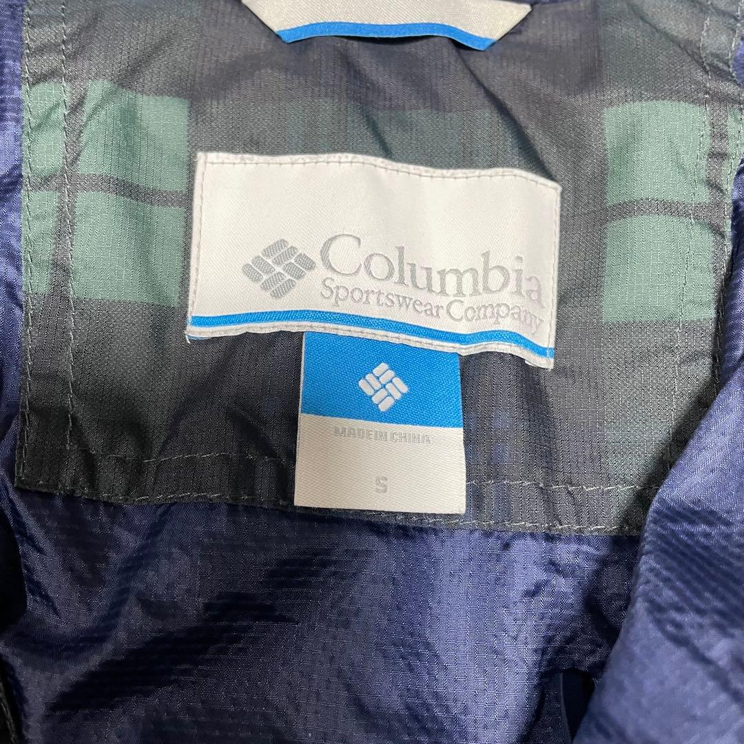 コロンビア hooded puffer jacket チェック　キルティング　S