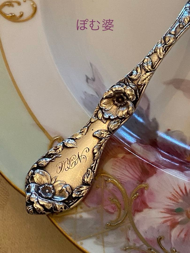 【リード＆バートン】純銀 スターリング／ティースプーン「レ・サンク／深彫り」３本