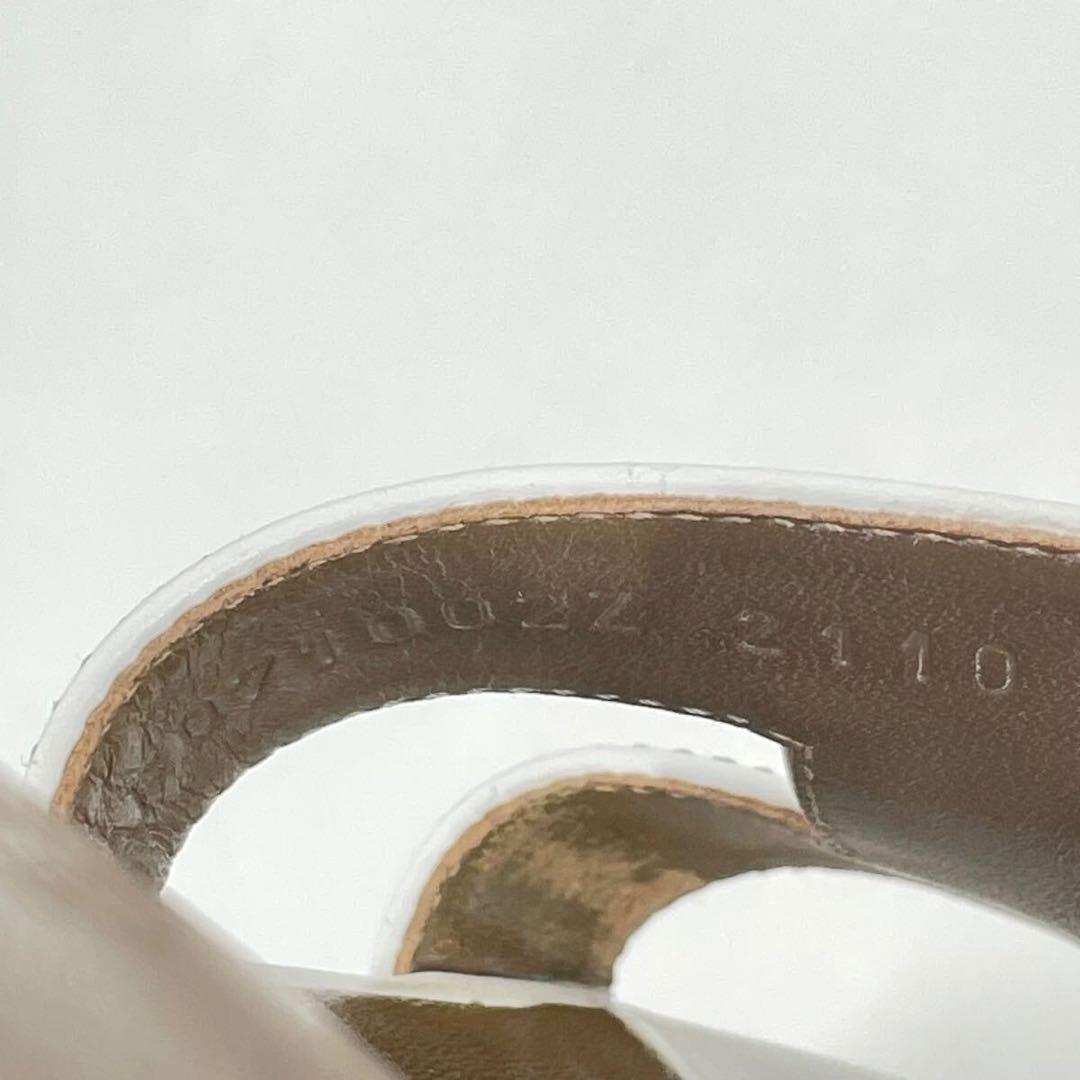 美品 エルメス オアジス レザー ミュール 白 36.5 Hロゴ レディース