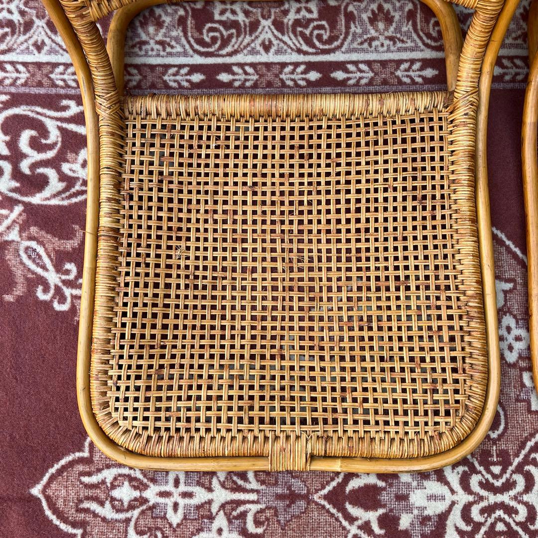 2点セットさ◾️古家具 ビンテージ品 籐ラタンフレーム 座椅子 ナチュラル天然素材