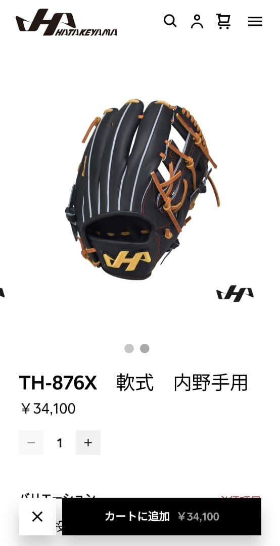 ハタケヤマ TH-876X 軟式 内野手用
