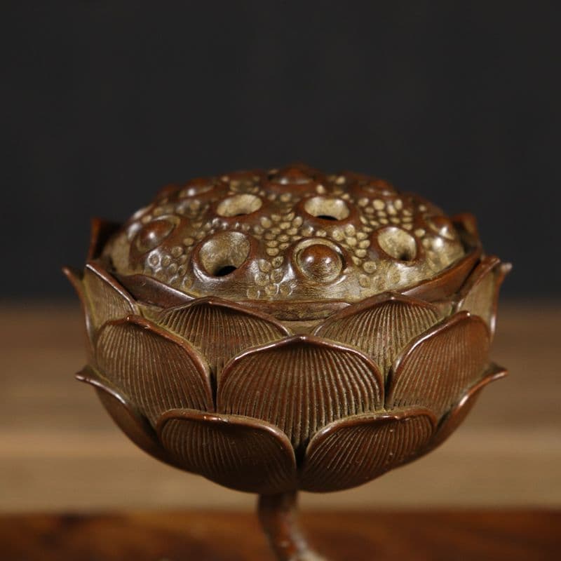 銅製 蘇工蓮華薫香炉 銅香炉 檀香炉 茶台香道具 装飾品 工芸品 置物