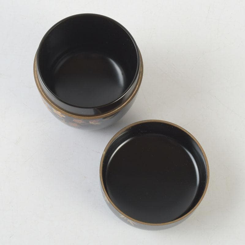 茶道具　加賀蒔絵師　和田寿峰作　立雛蒔絵　中棗　共箱　V　9675