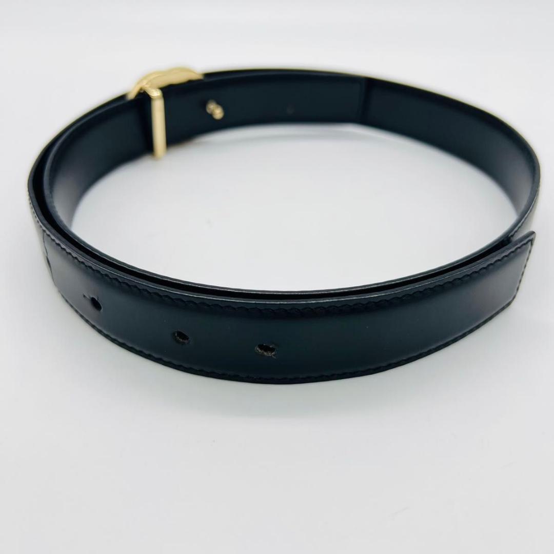 グッチ インターロッキング　G ベルト ゴールド　ブラック レザー メタル