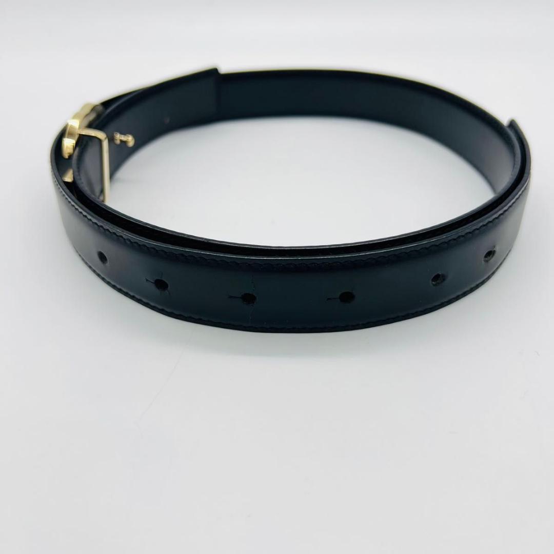 グッチ インターロッキング　G ベルト ゴールド　ブラック レザー メタル