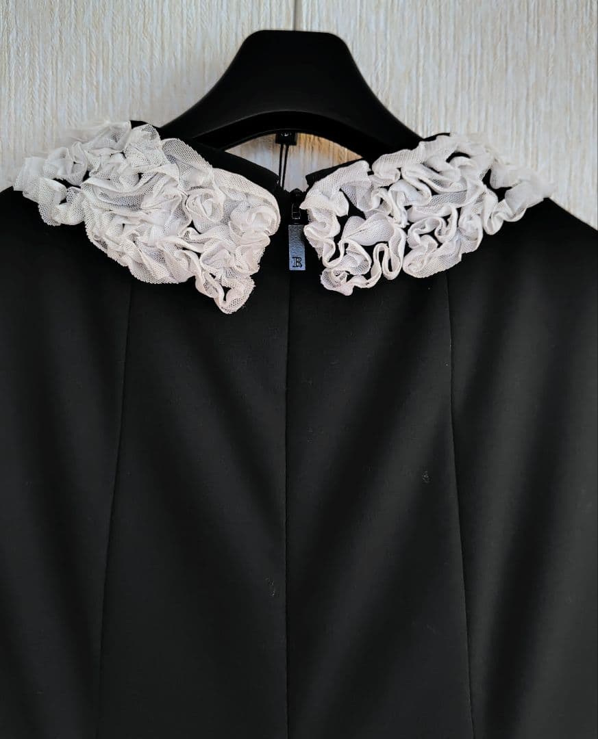 Rene ルネ　白襟　ネイビー　フレアーワンピース　レース 34