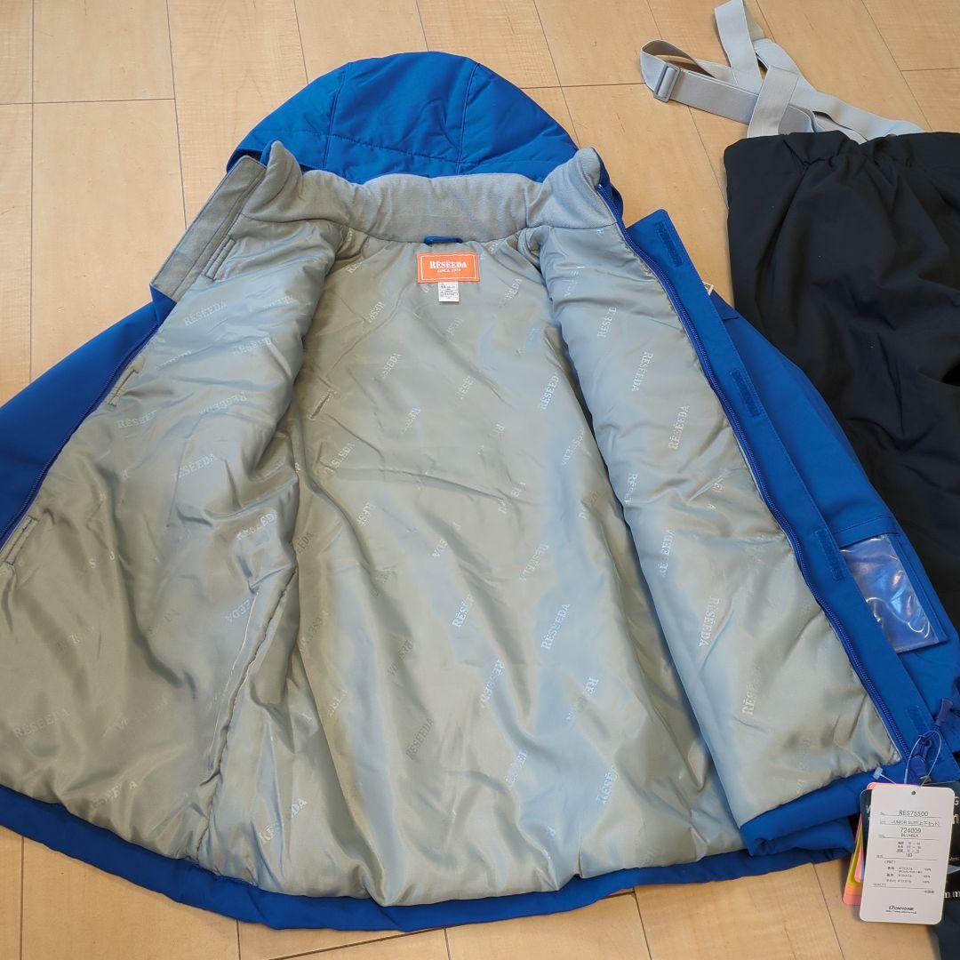 新品スキーウェア男女 145 150 160 青 RESEEDAスノボ 手袋つき