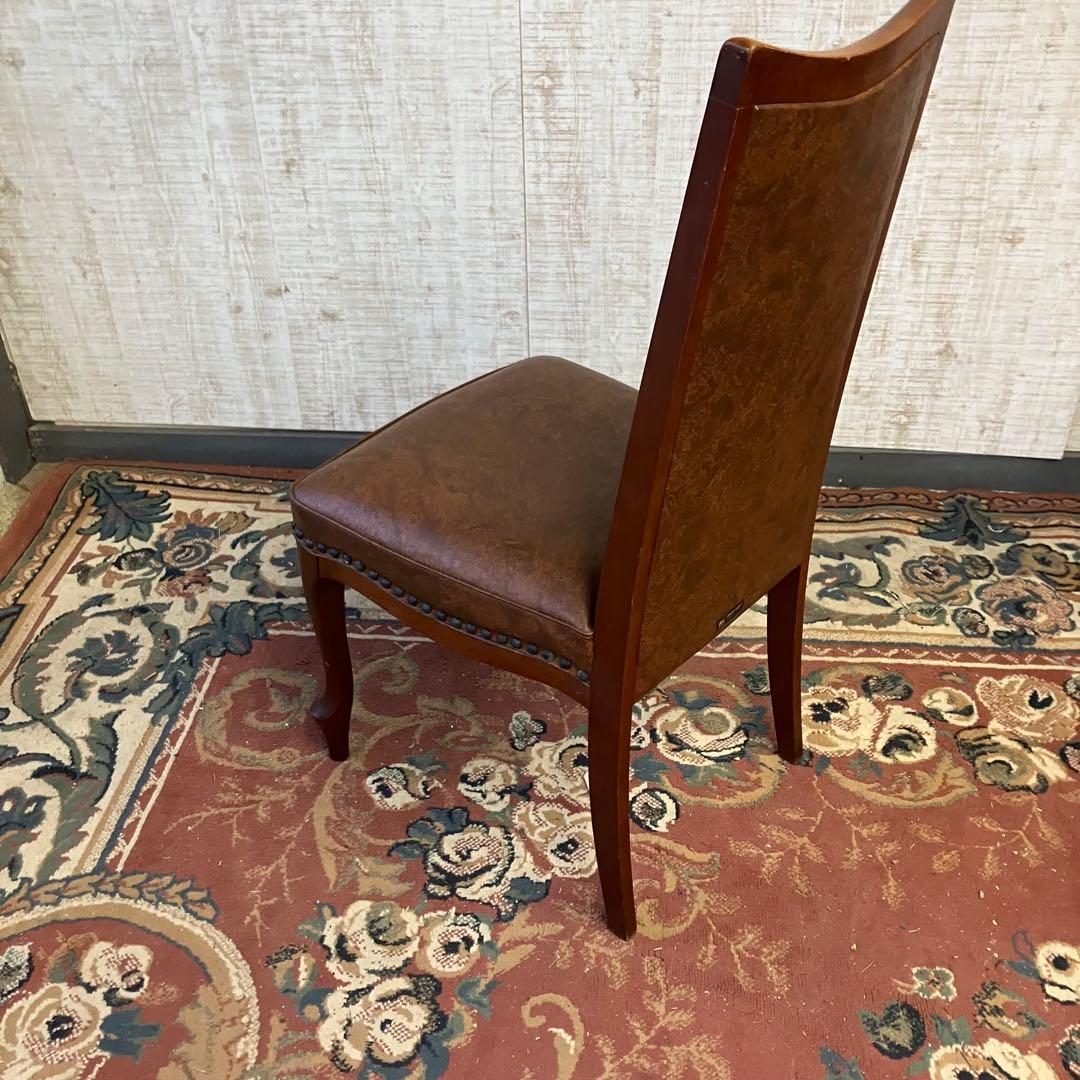 ⑧北欧レトロ マルニ木工 木製椅子 鋲打ちダイニングチェア ロビーチェア 古家具