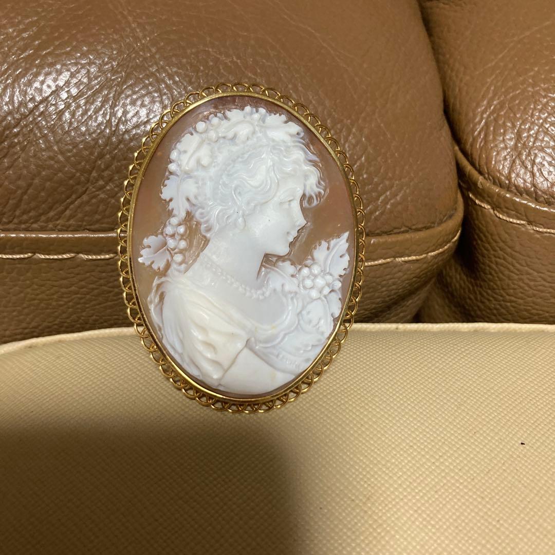 カメオk18ブローチ