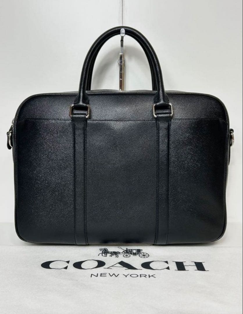 SALE【超美品】COACH ビジネスバッグ 黒ショルダーストラップ付