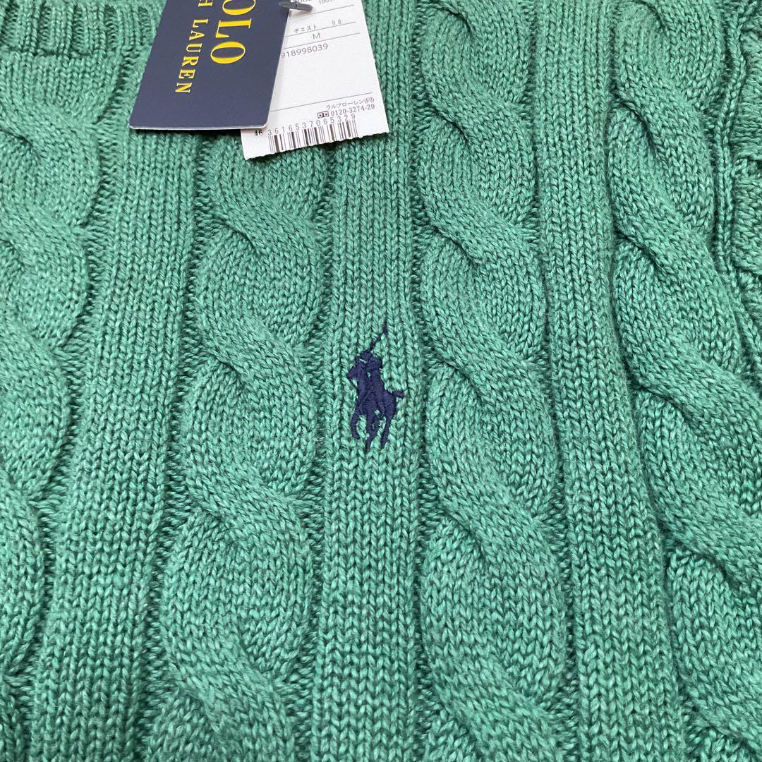 新品未使用♪POLORALPHLAUREN クルーネックケーブルニット グリーン