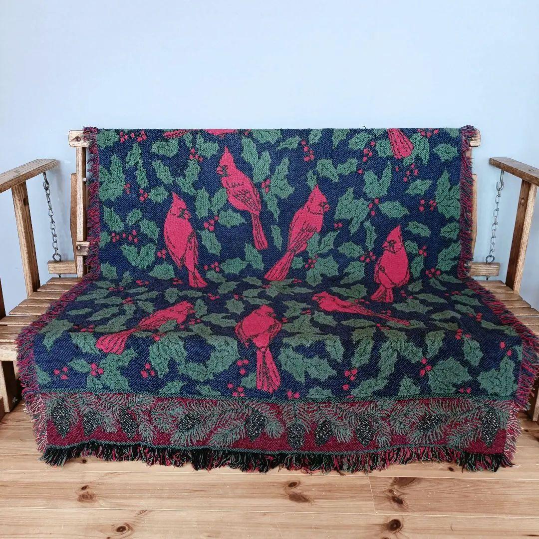 【※める】80s USA ブランケット ヴィンテージラグ　タペストリー