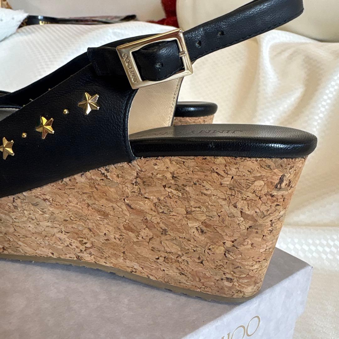 PHS  JIMMY CHOO ブラックオープントゥサンダル