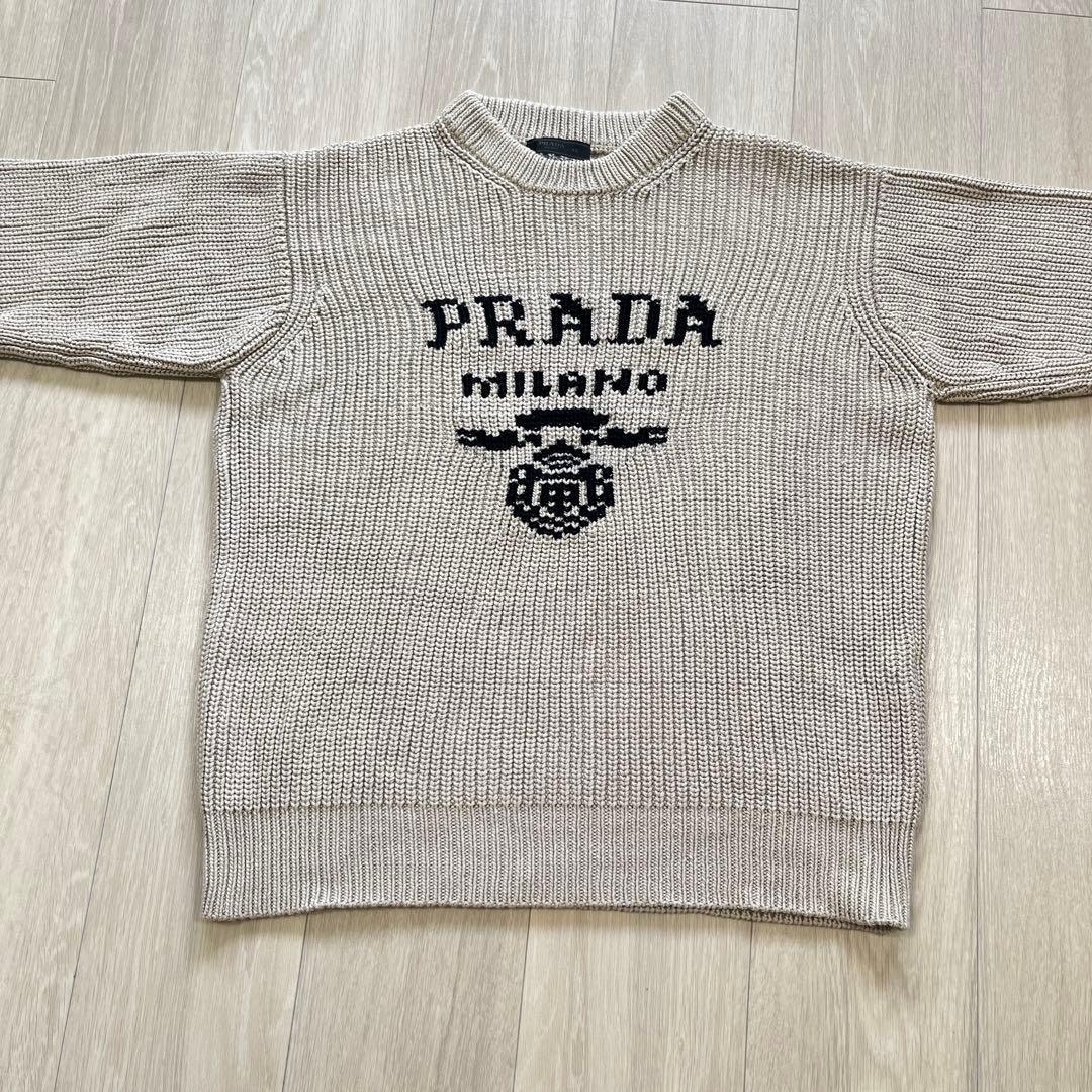 【PRADA プラダ】M 46 クルーネック ニット セーター グレー