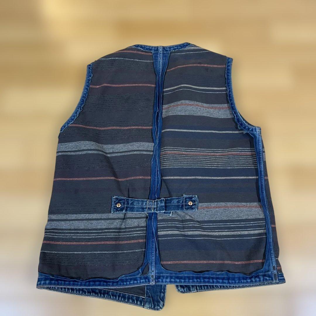 KAPITAL ダークブルー ストライプ ベスト