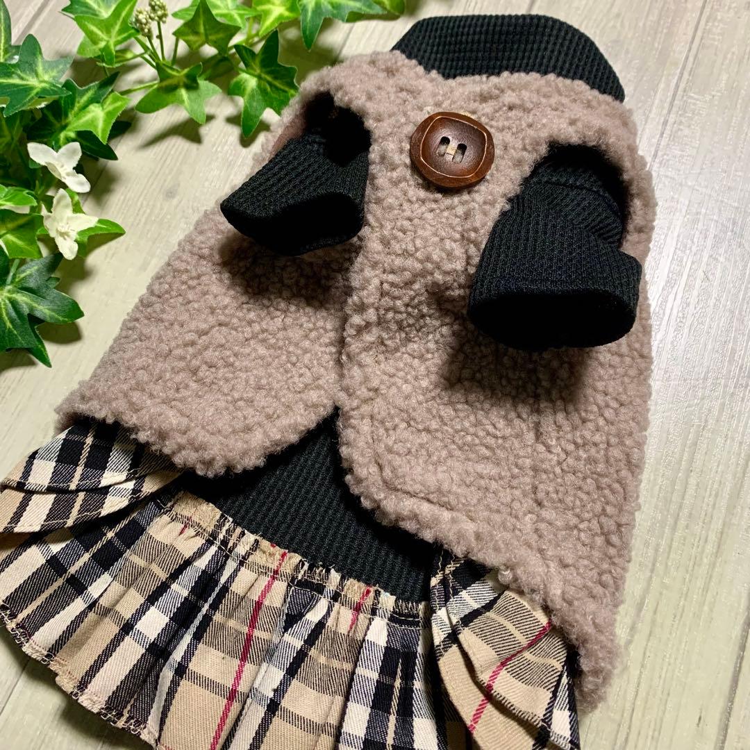 No.20 ハンドメイド犬服 ハイネックインナーワンピース(タータンチェック)