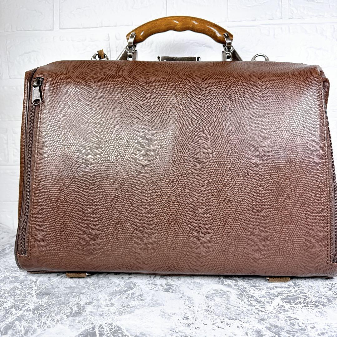 外観極美品【豊岡鞄/YOUTA】本革 LIZARD 3WAY 横ダレスL