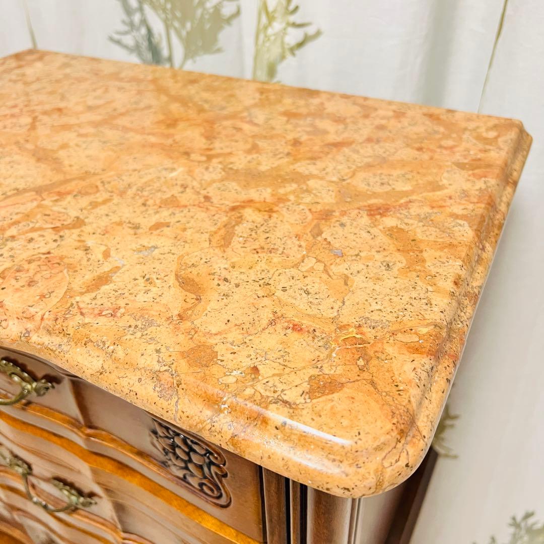 クラウディオ 猫脚 3段チェスト アンティーク イタリア製 大理石 天板