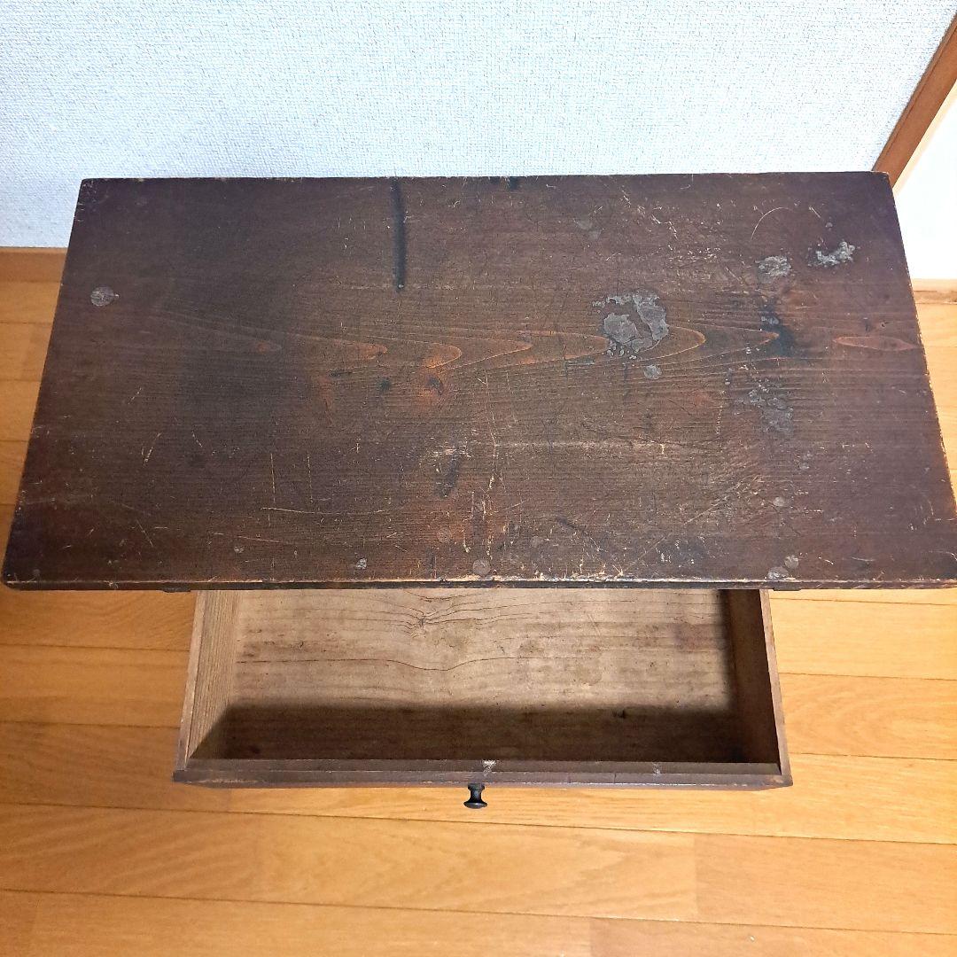 木製文机 ダークブラウン 引き出し付き