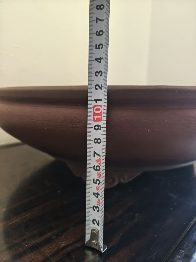 陶器製 赤褐色 大型盆栽鉢　排水穴付き　落款　陶陽　松本武