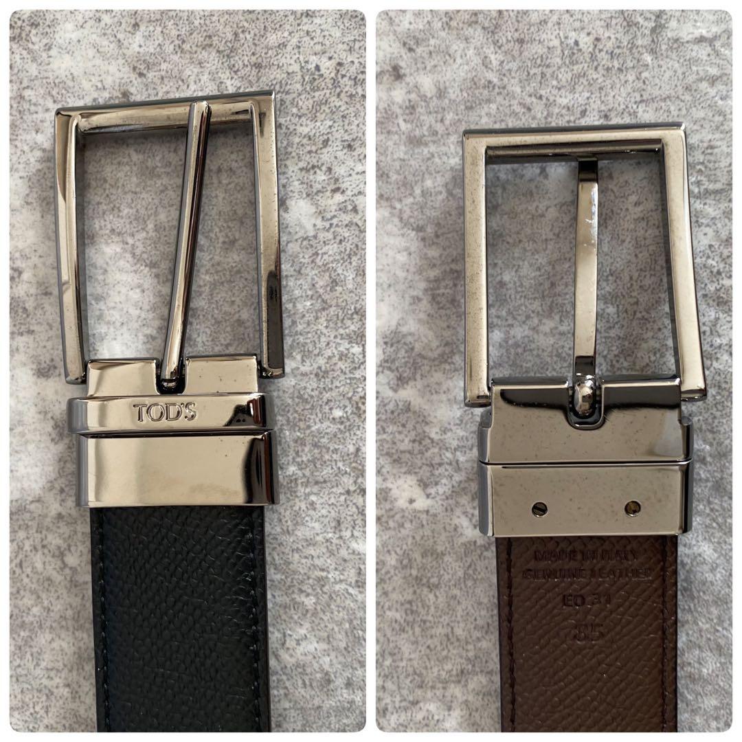 極美品　TOD‘S トッズ　ベルト　シボ革　レザー　リバーシブル　ブラック　黒