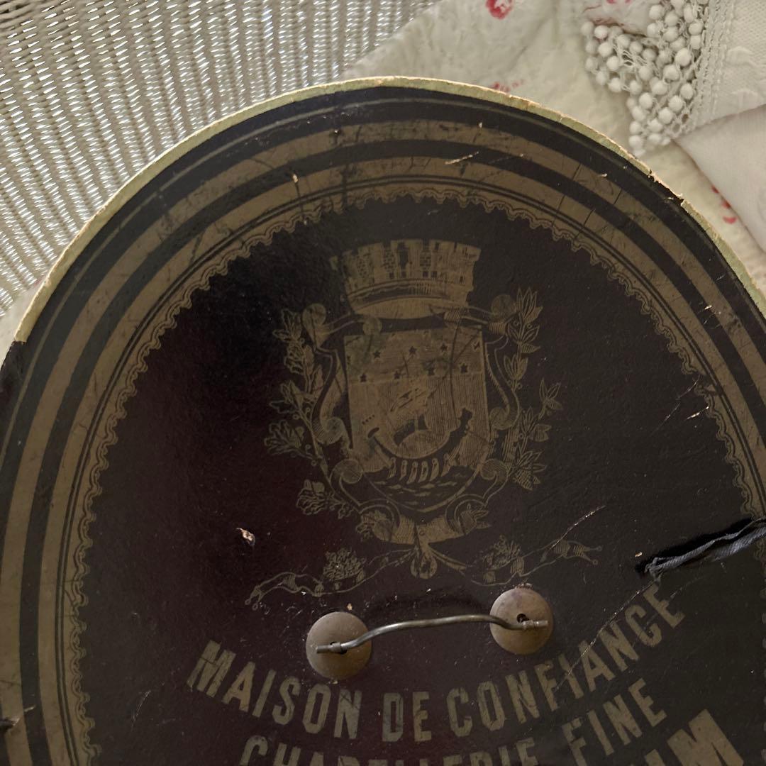 希少フランスアンティークハットボックストゥールーズ1908年ナポレオントロワ時代