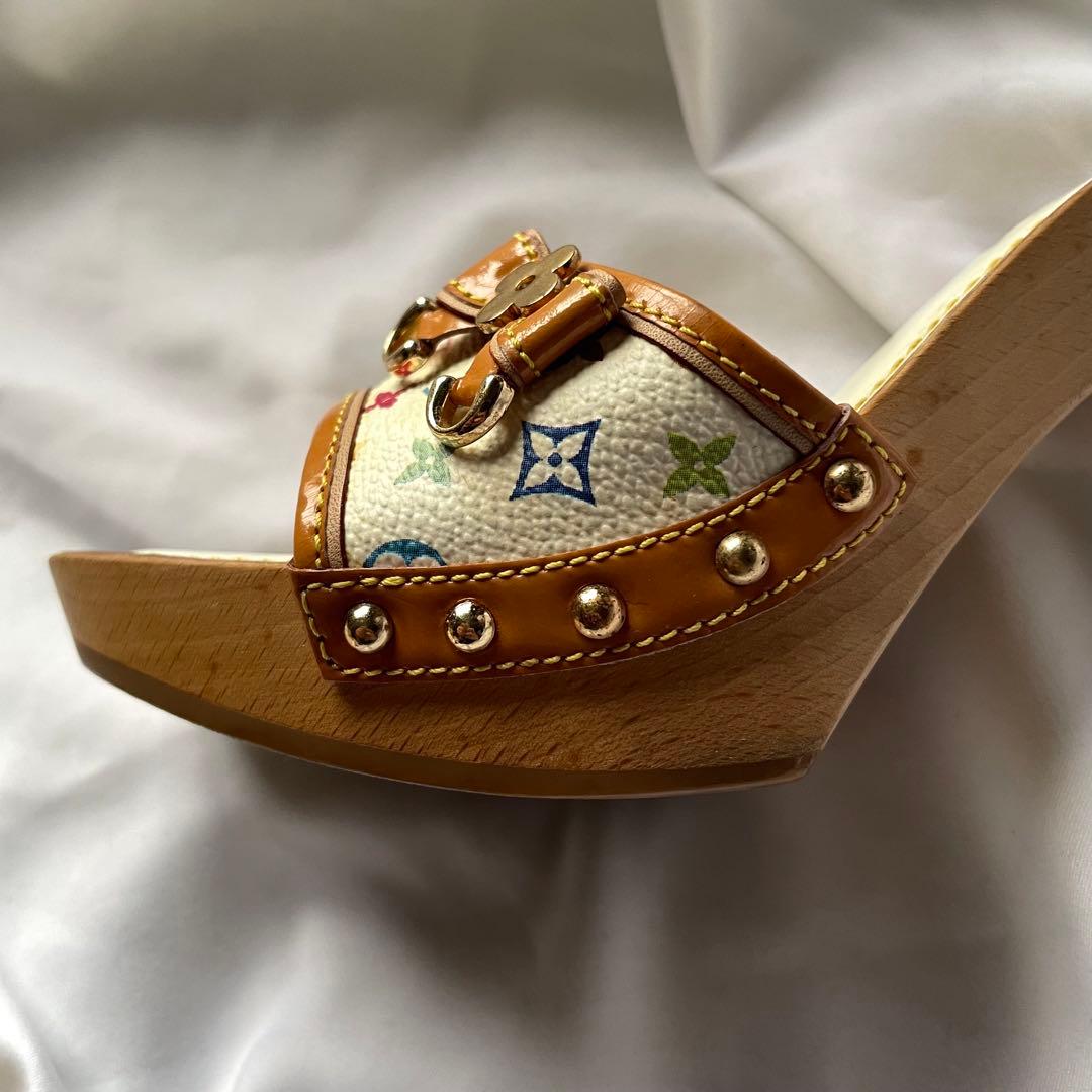 Louis Vuitton マルチカラー リボン ウッド ミュール モノグラム