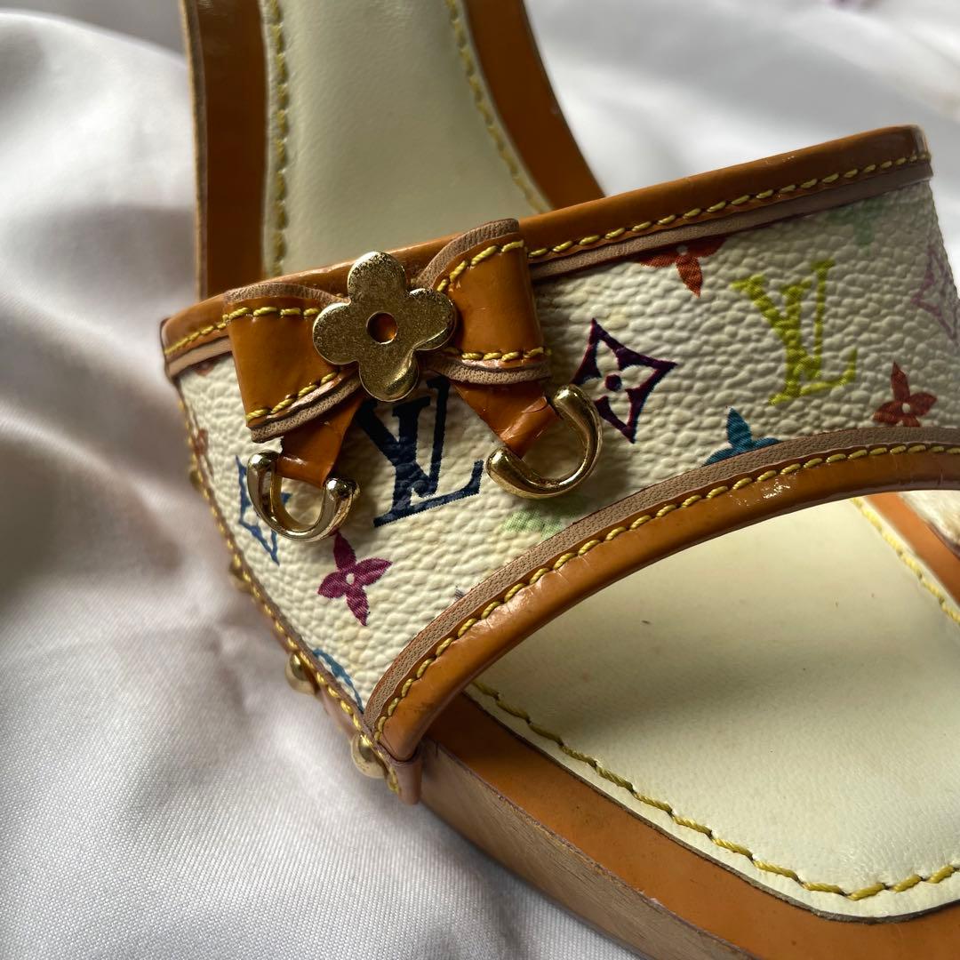 Louis Vuitton マルチカラー リボン ウッド ミュール モノグラム