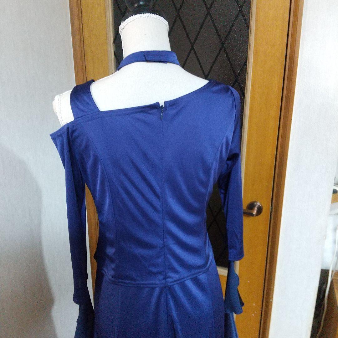 ネイビー 裾サテンドレス サンリーヌ 11号