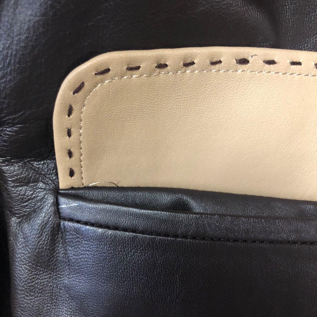 BALMAIN レザーシングルライダースジャケット ラム 羊 黒 ベージュ 13