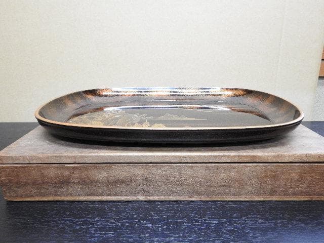 山水青貝蒔絵香盆　合わせ箱　MA334