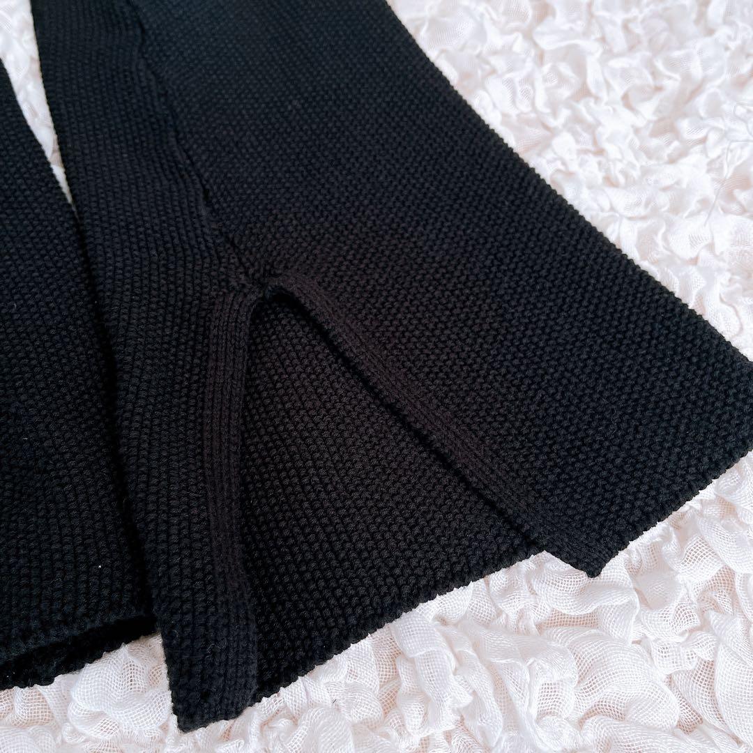 美品 anuans ウエストシェイプペプラムニットジャケット カーディガン 黒