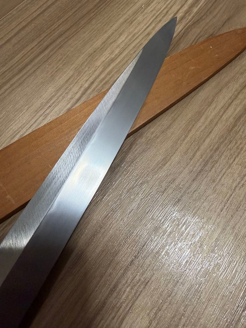 有次　柳刃包丁　本焼　尺　鞘付き　天然砥石研ぎました