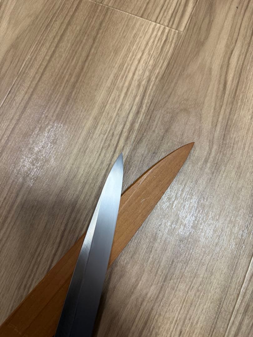 有次　柳刃包丁　本焼　尺　鞘付き　天然砥石研ぎました