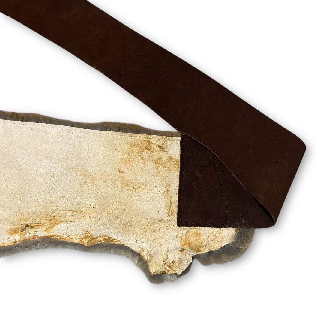 小物 goa rabbit fur leather ring belt