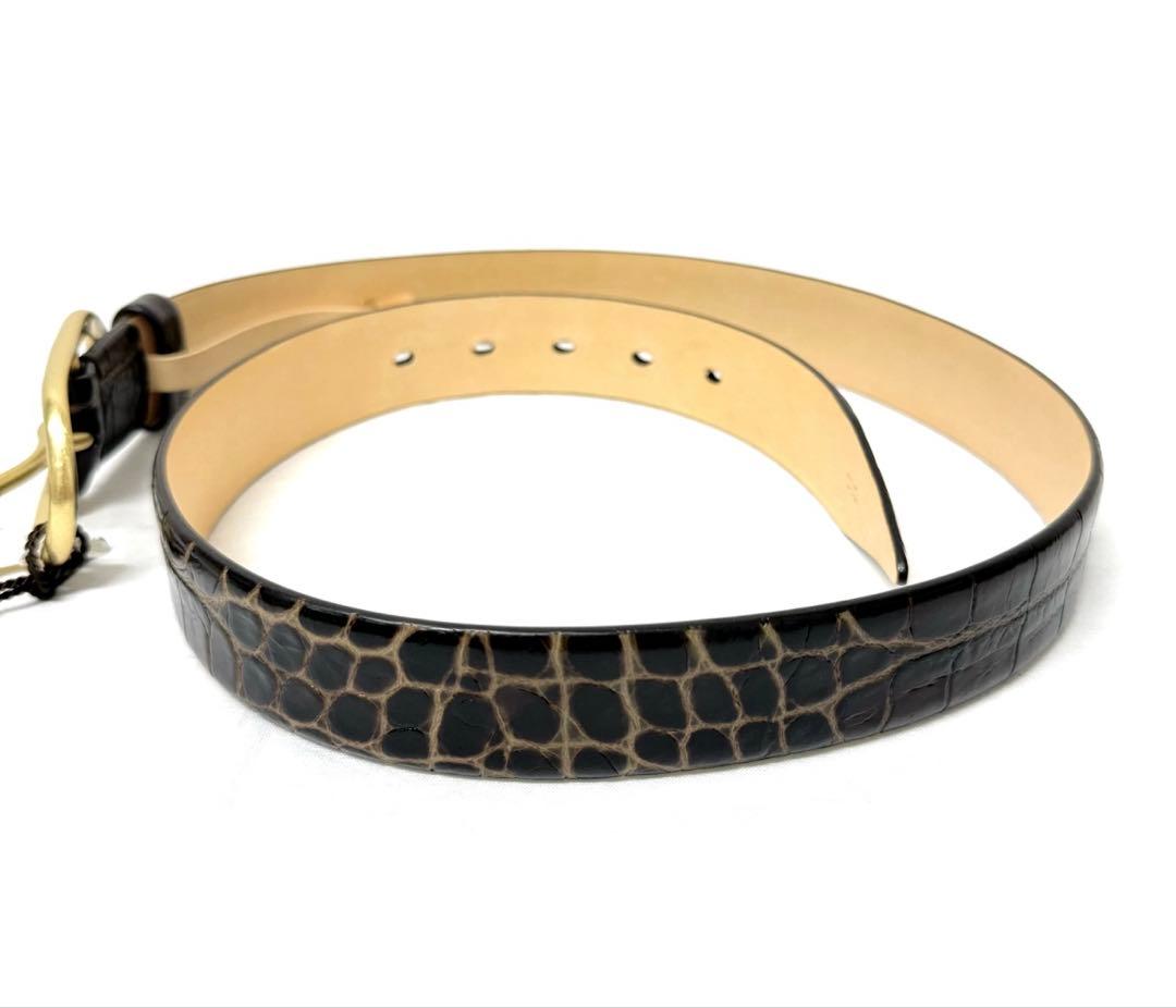 J.M. Davidson ブラウンクロコダイル型押レザー ベルト新品