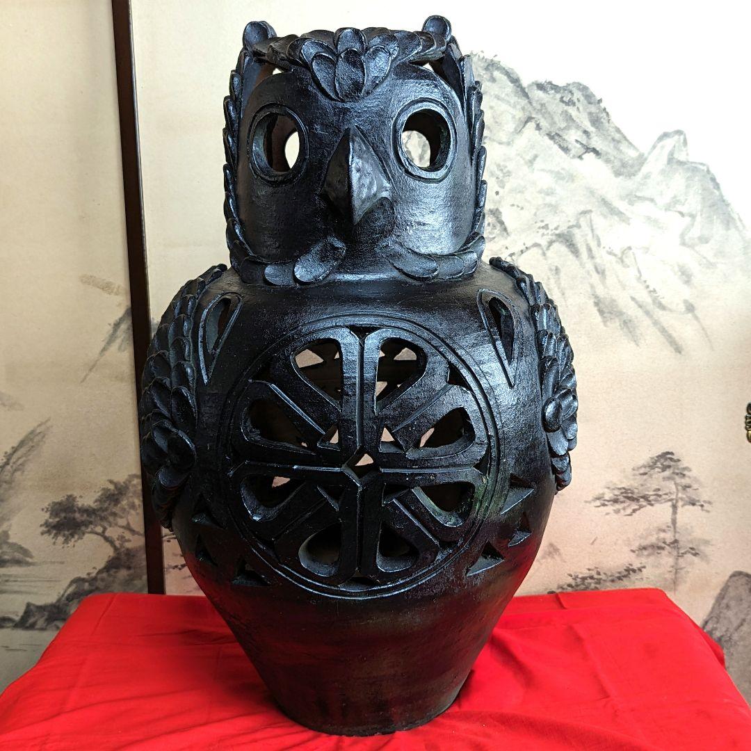 ふくろう　縁起物　置物　燈籠