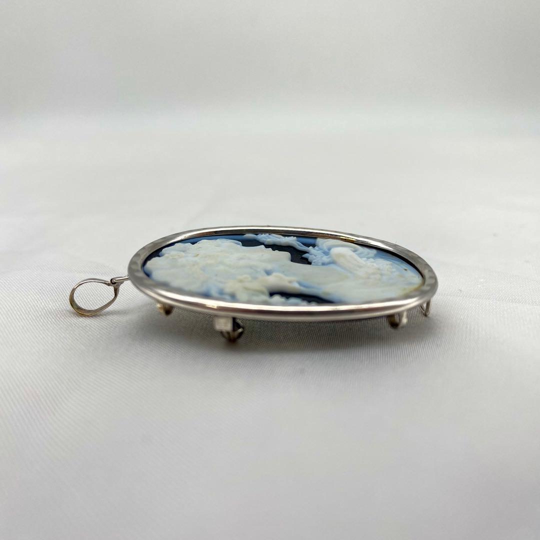 カメオ F.W. ブローチ ペンダントトップ K14WG サイン入り